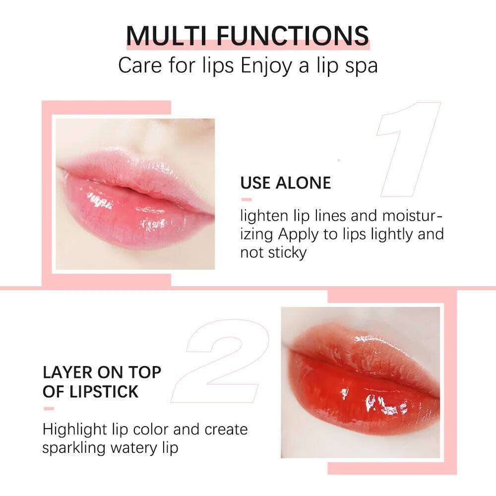 Lakerain Crystal Jelly Moisturizing Safety Gloss Makeup Sexy Plump Hydrating Glow Oil Tinted Lip Plumper W260311