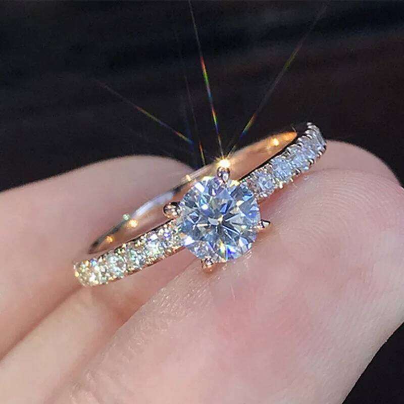 6mm Round Cut CZ Solitaire Engagement Wedding Ring for Women Girl Size 5-12 H260312