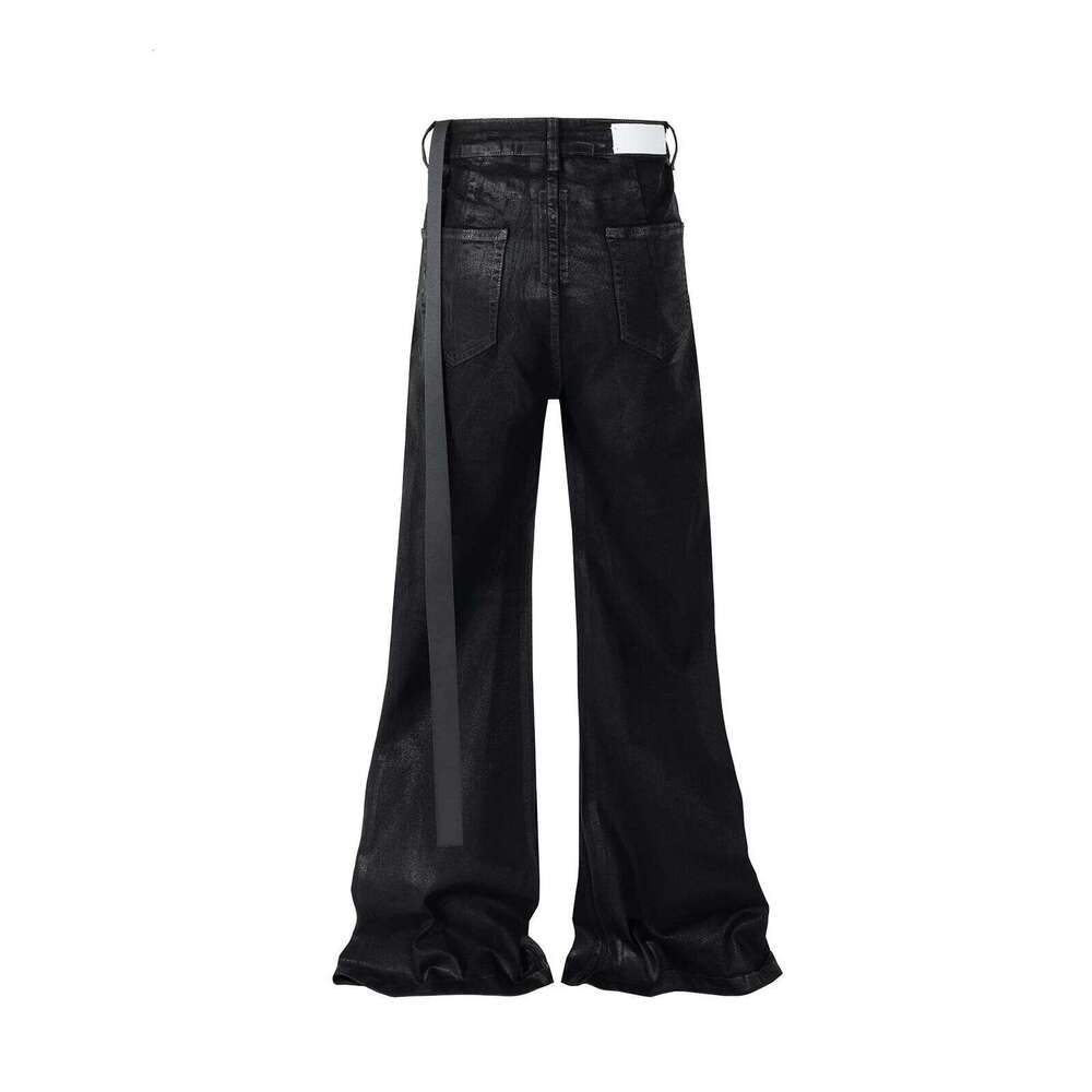 Streetwear Black Wax Leather Strecth Jeans for Men Ropa Hombre Baggy Y2k Flare Pants Oversized Straight Denim Trousers 26Y0312