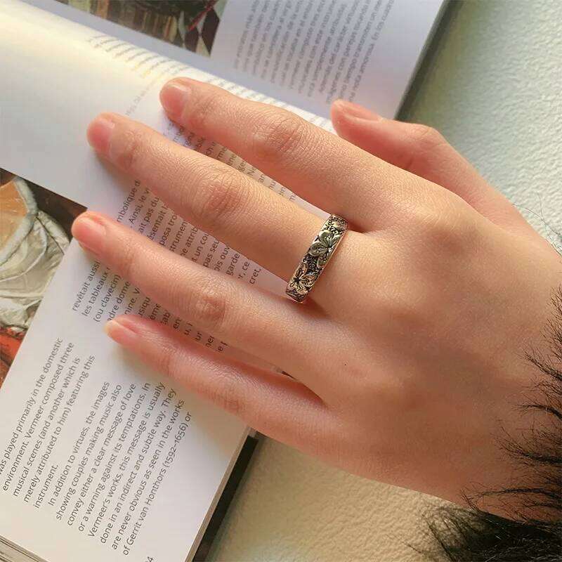 925 Sterling Silver Jewelry Carving Flower Wedding Rings For Women Couple Valentines Gift Prevent Allergy H260312