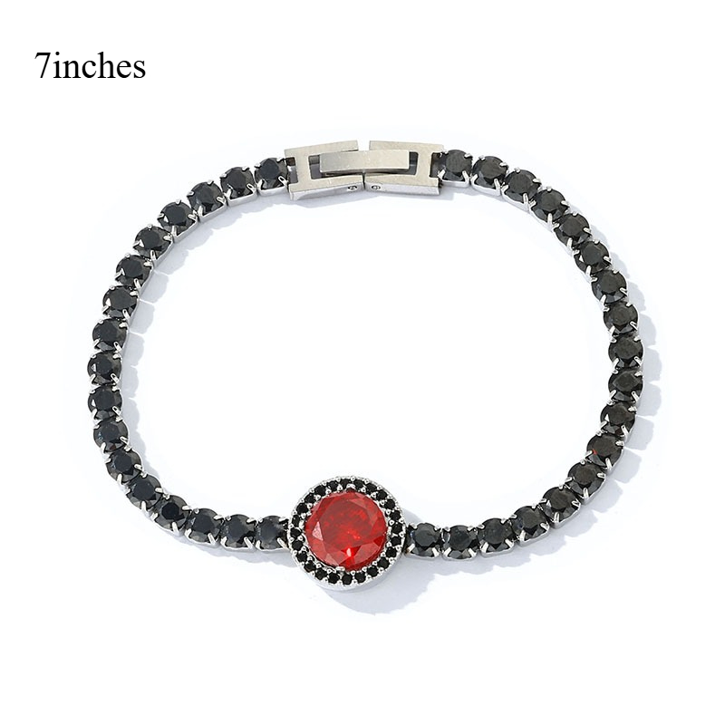 Charming Silver Plated Black Crystal Bracelet Set With Red Gemstones Showcasing Bold Party Attire Suitable For High Quality Jewelry For Women
