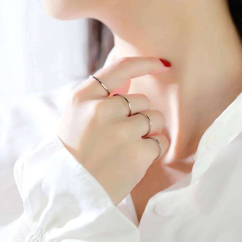 1mm Thin Stackable Stainless Steel Plain Band Knuckle Midi Ring for Women Girl Size 3-10 H260312