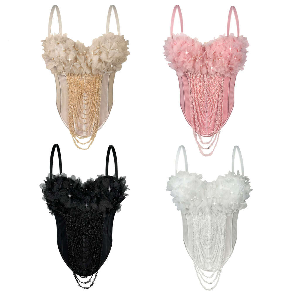 Cross-Border New Handmade Flower Tassel Camisole Sexy Backless Tube Top European and American Style Outerwear Fishbone Bra Shapewear
