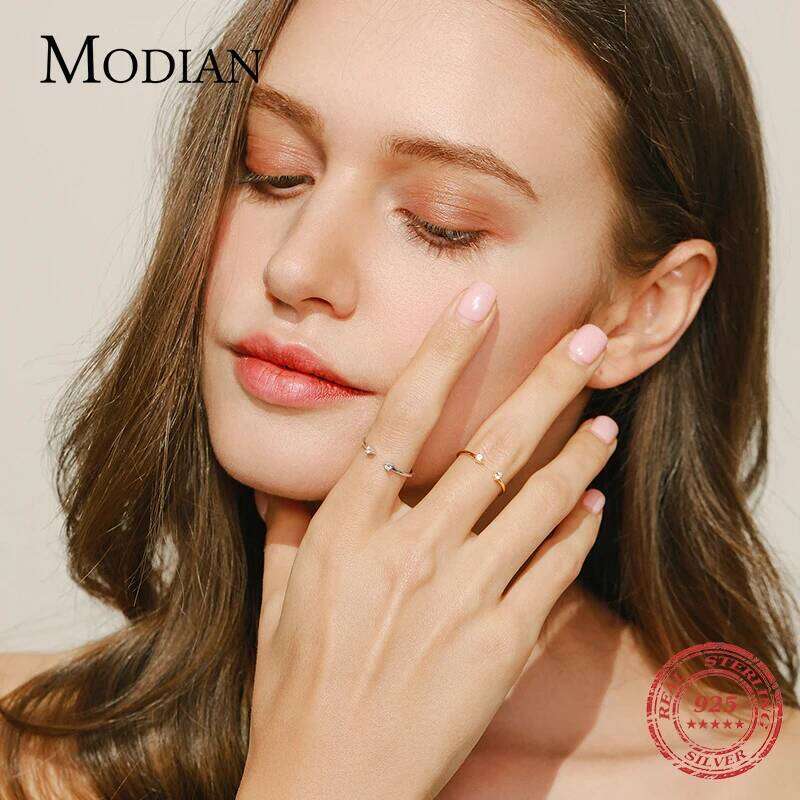 Modian 2022 New Real 925 Sterling Silver D Color Moissanite Finger Rings Trendy Adjustable Ring For Women Wedding Fine Jewelry H260312