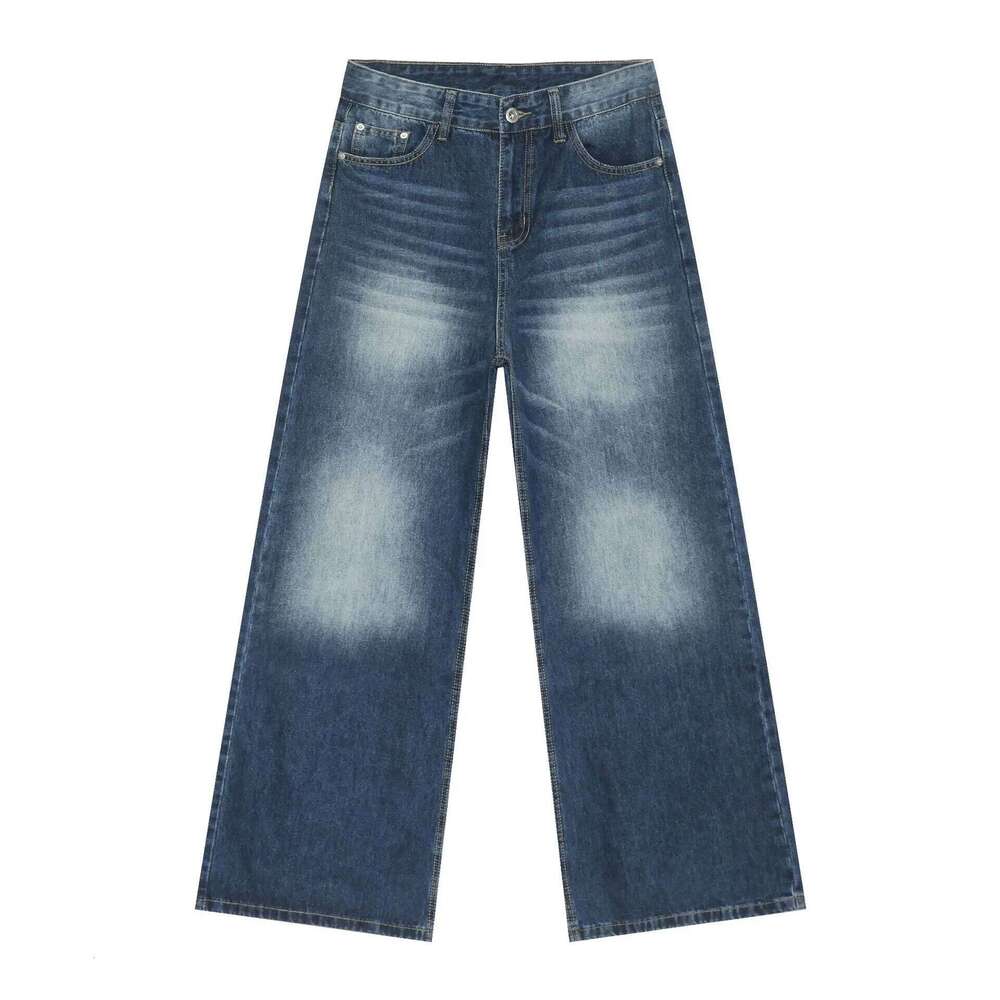 New Men's Baggy Straight Wide Leg Jeans Male Fashion Vintage Wash Casual Denim Pants Youth Popular Brand Streetwear Trousers