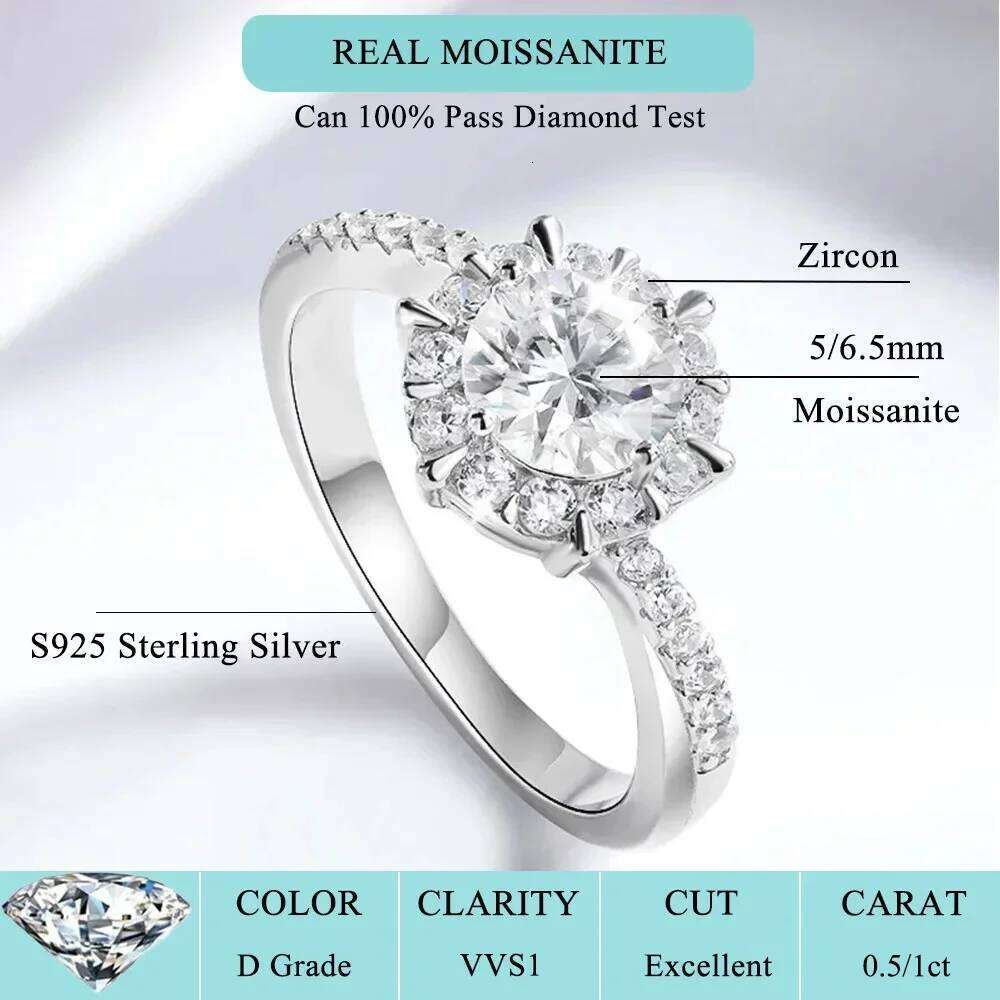 1CT GRA Certified Moissanite Engagement Ring for Women Lab Diamond Twisted Arm Wedding Promise Band 925 Sterling Silver Rings H260312