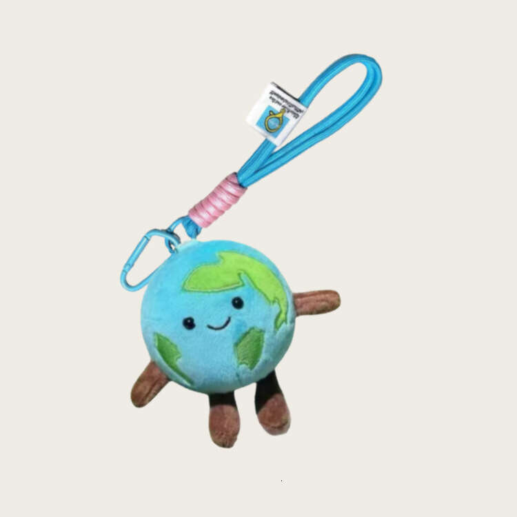 Celebrity-style small earth plush toy pendant, creative backpack decoration, keychain, birthday gift wholesale