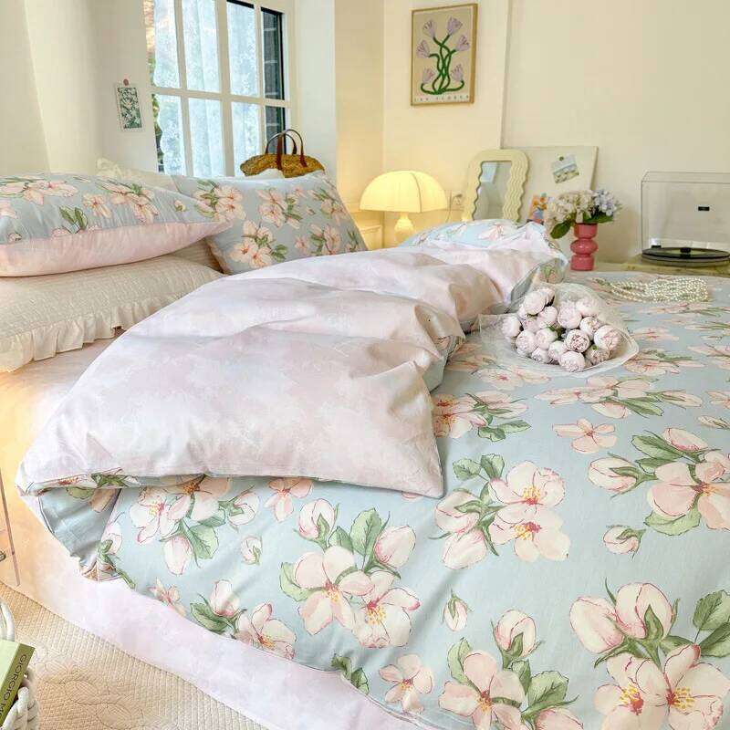 Pastoral Style Bed Sheet Pillowcase Quilt Printed Bedding Four-piece Set Soft Pure Cotton Aldult Kid Bedroom Duvet Cover H260312