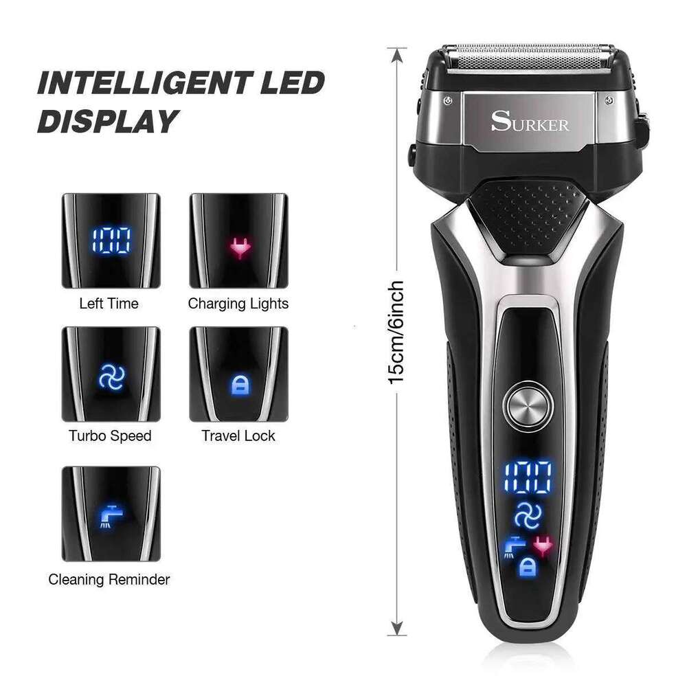 Turbo wet dry face rechargeable foil male groom body shaver beard electric razor for men head shaving machine C260312