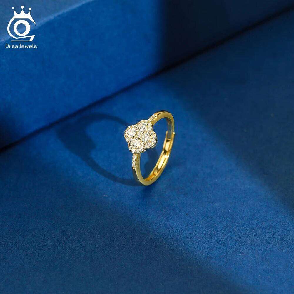 ORSA JEWELS Sparkling 925 Sterling Silver Cr Open Ring With 8A Premium Cubic Zirconia Jewelry for Women Gift LZR43 H260312