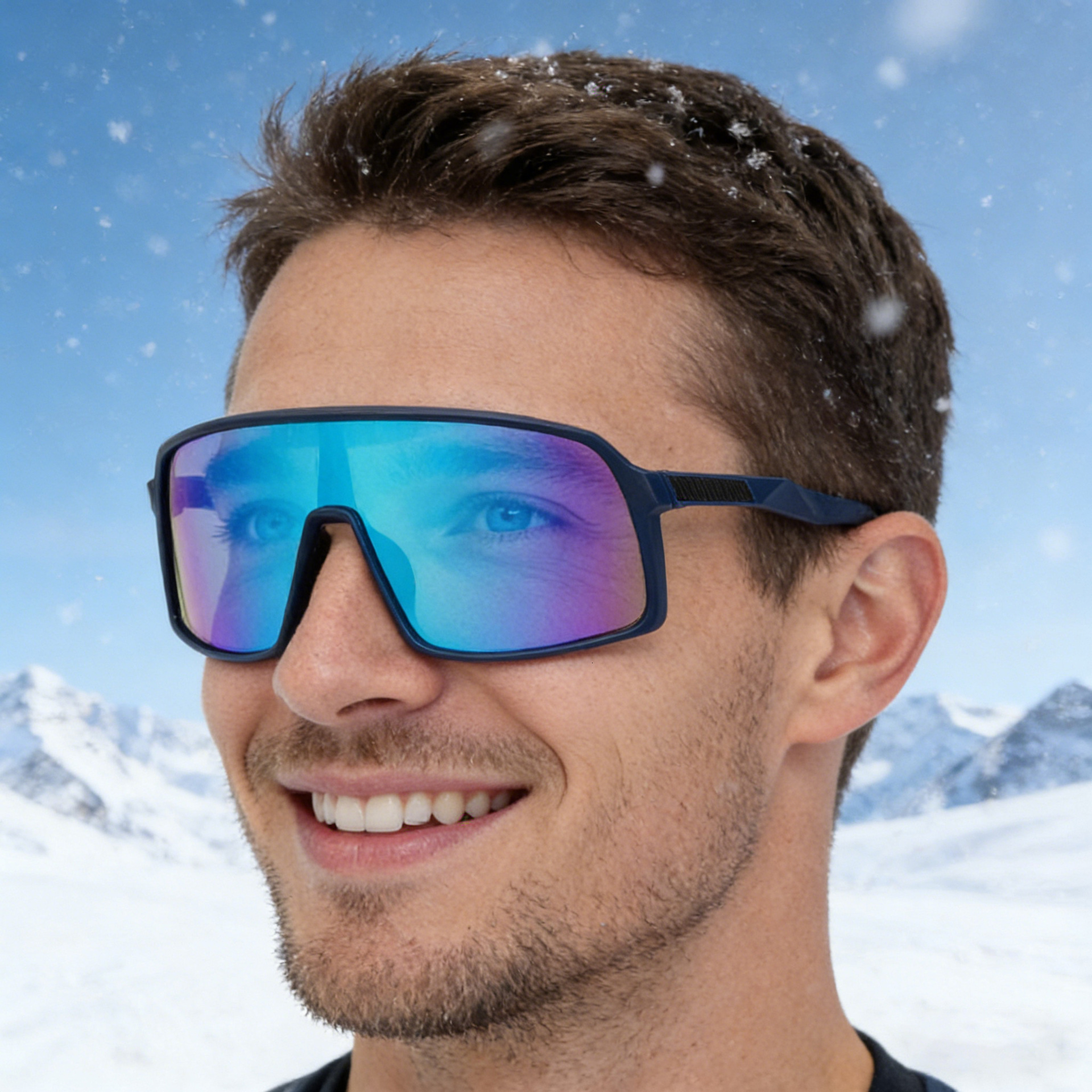 2026 New Integrated Colorful Men's Ski Polarized Sports Glasses Women's Windproof Outdoor Cycling Sunglasses