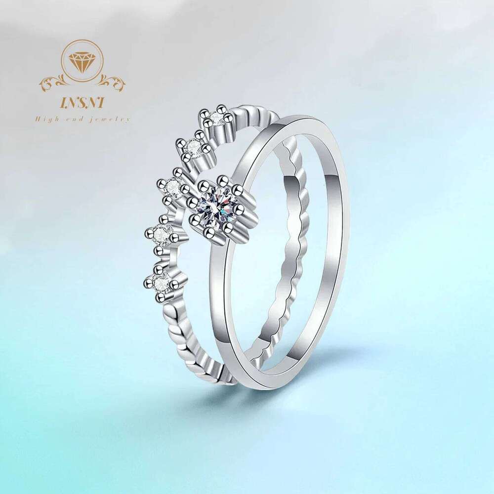 0.1CT D Color Mini Stackable Cluster Moissanite Ring S925 Silver Women's Jewelry GBA Certified Free Gift Box for Woman H260312