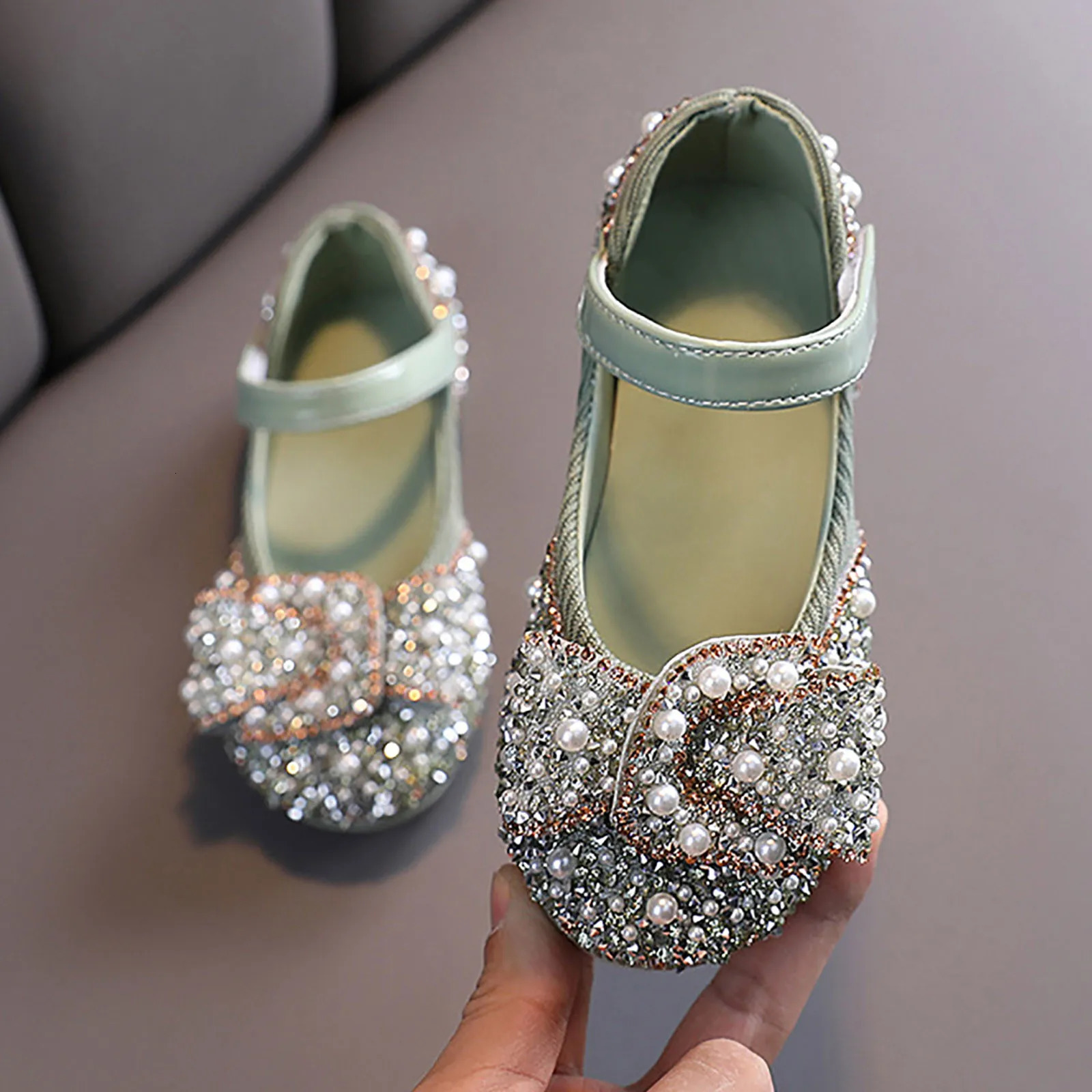 Sandals Toddler Girl Childrens Shoes Pearl Rhinestones Shining Kids Baby Girls Thong Size 3 260311