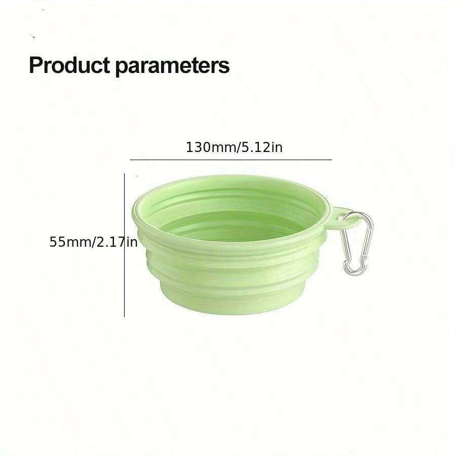 350ml Macaron Color Series Portable Folding for Pets, Dog Drinking Cat Food Bowl, Travel Bowl with Carabiner 26Y0312