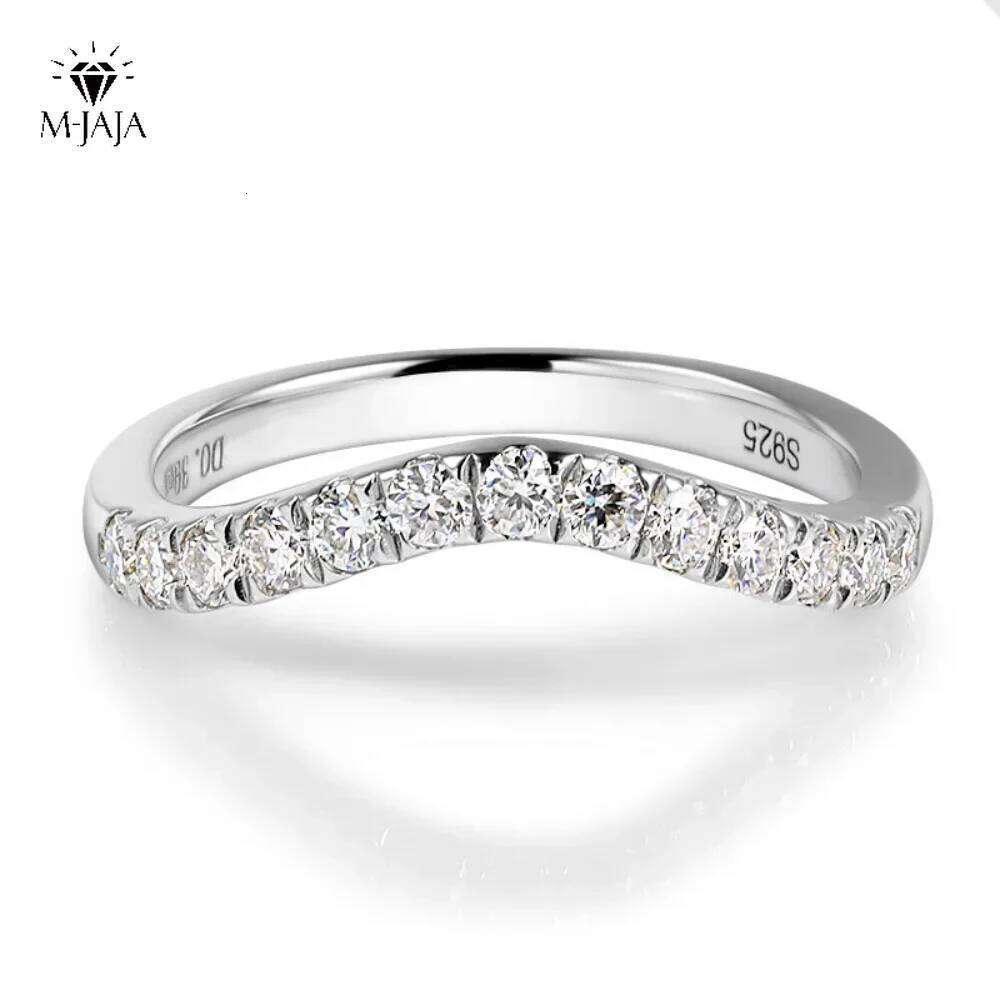 M-JAJA Eternity Promise V Shape S925 Sterling Silver Rings D VVS1 Moissanite Wedding Engagement Ring for Women Anniversary H260312