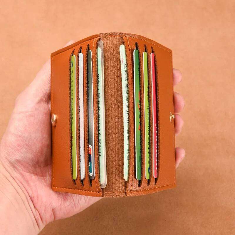 Ultra-thin Small Bank Multi Slot Women Men Credit Cards Bag Male Card Holder Solid Leather Wallet