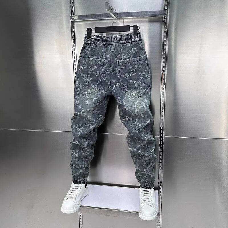 Jacquard American Classic Jeans Fashion Joints Harem Pants High Quality Loose Harajuku Straight-Leg Trousers Men Clothing 26Y0312