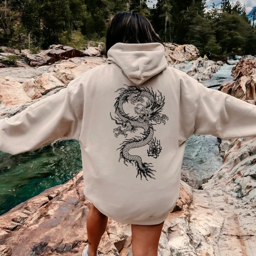 Unisex Japanese Dragon Hoodie Vintage Y2K Women Hoodies Aesthetic Goth Grunge Streetwear Graphic Dragon Sweatshirt Men Apparel 260311