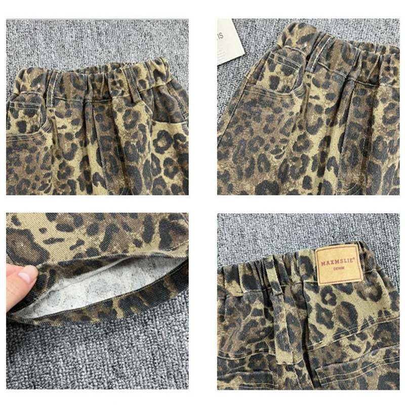 Leopard Jeans For Kids Boys Girls Cool Long Fashion Casual Street Style 260311