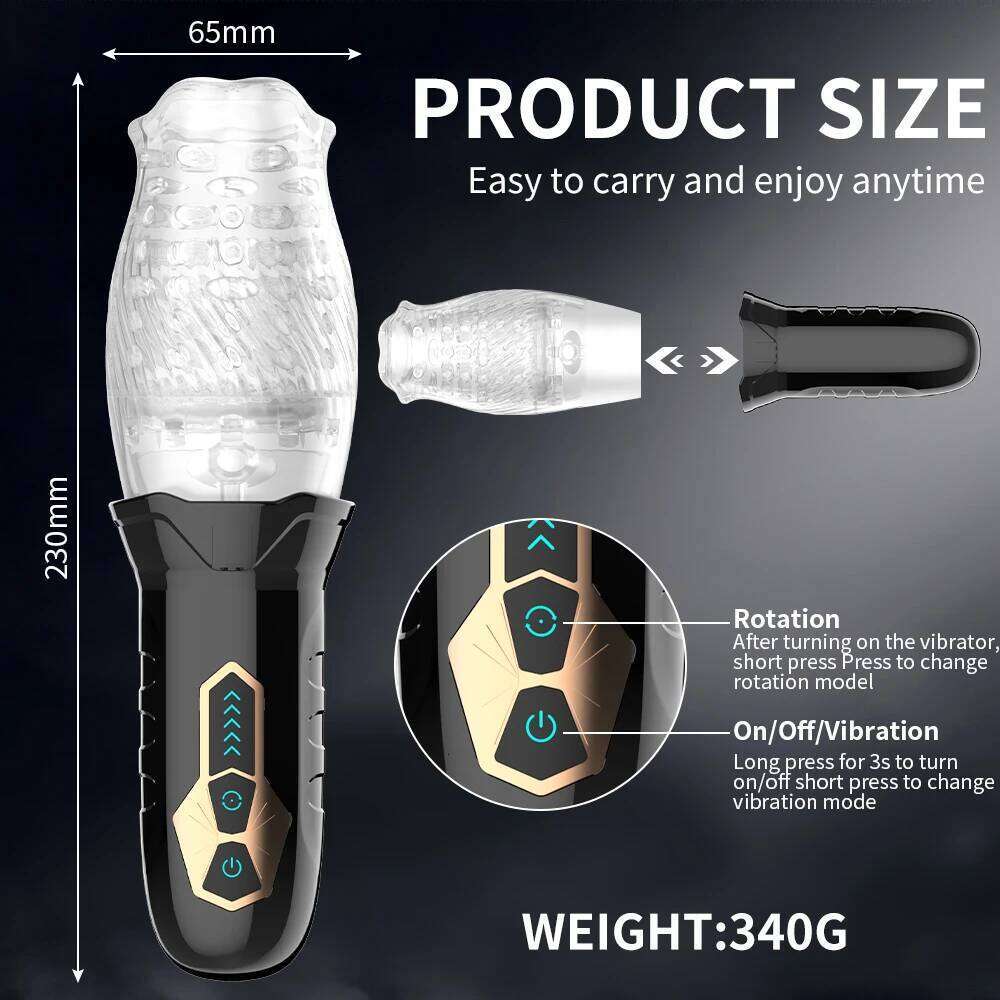 Automatic Rotating Vibrating Male Masturbator Penis Massage Vibrator Real Oral Sex Glans Delay Trainer Masturbation Toys for Men Z260312