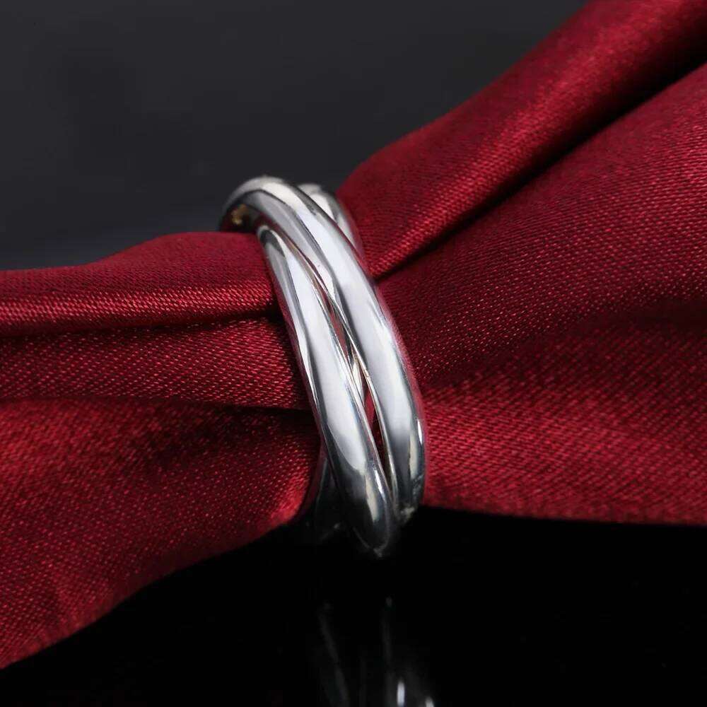 925 Sterling Silver Rings For Women Simple three circles size 5/6/7/8/9/10 Fashion Party Gifts Girl student Charm Jewelry H260312