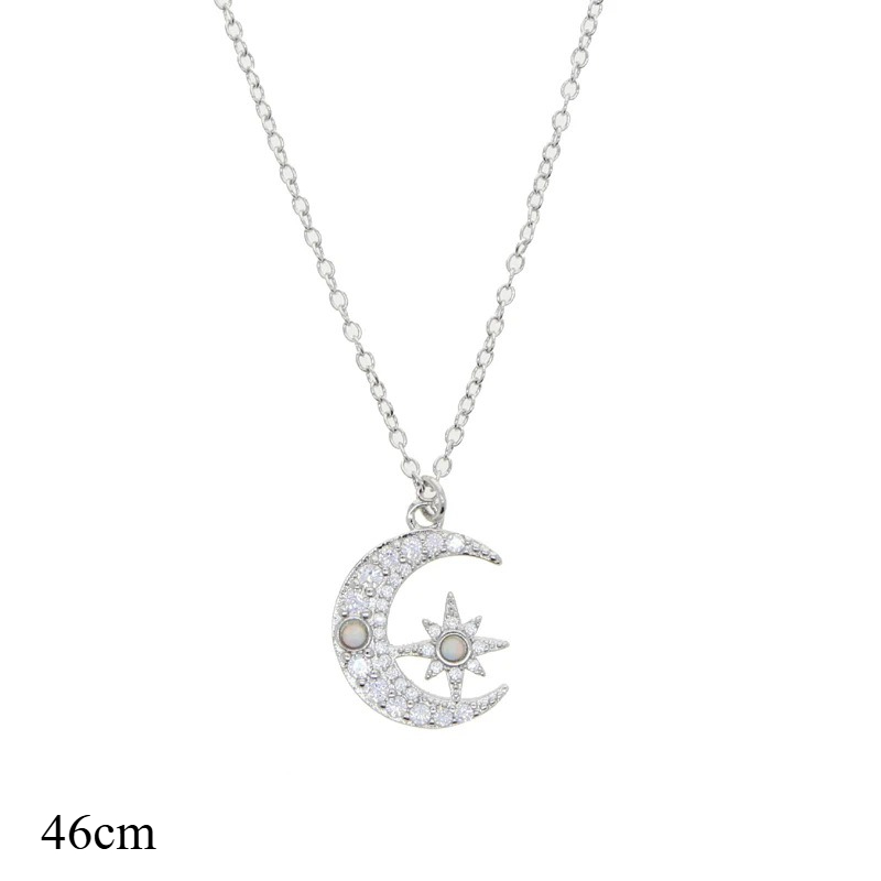 An Elegant Gold Plated Moon Star Necklace Set With Zircon Making It A Fashionable And Exquisite Daily Gift For Women