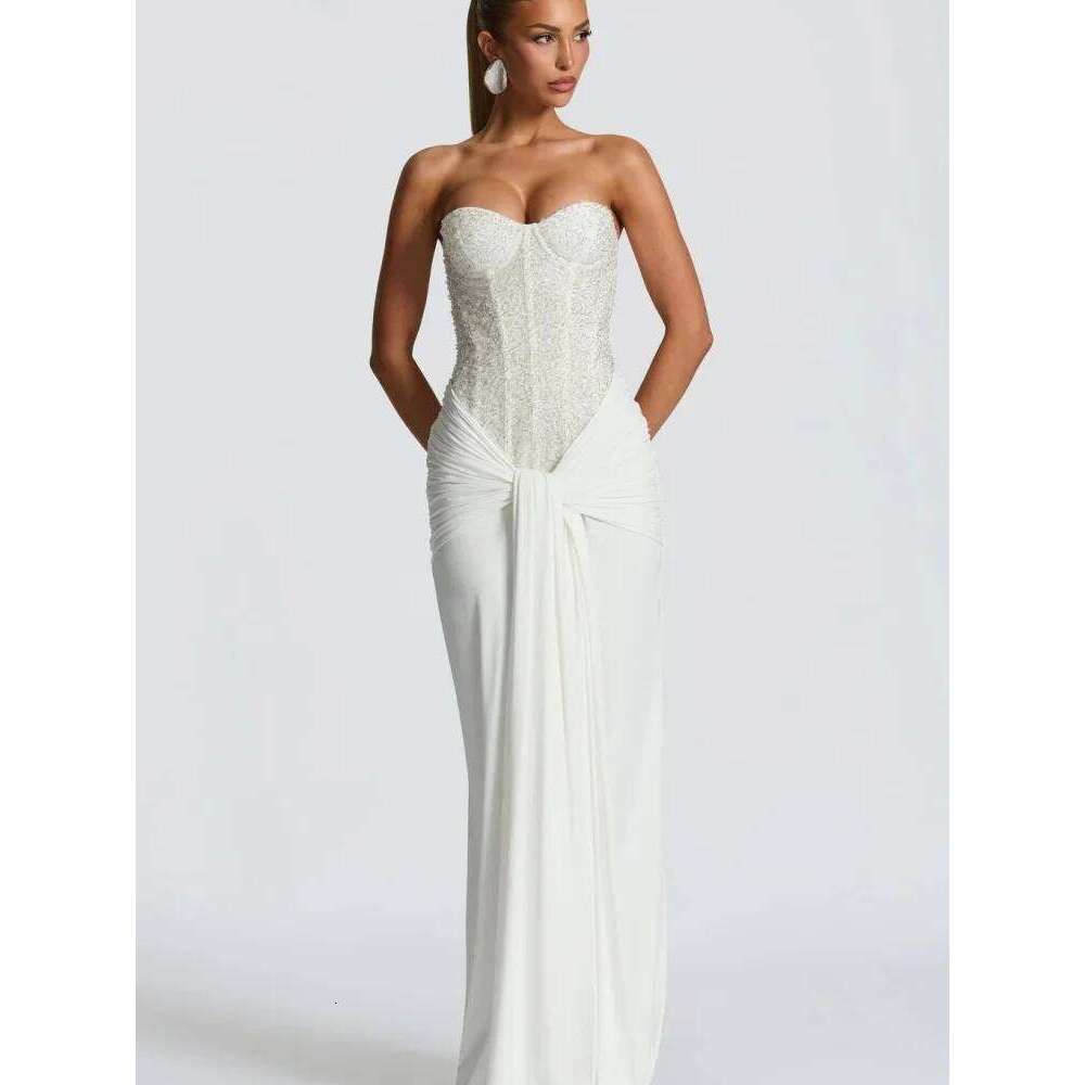 Sexy Strapless Ruched Bodycon Dress 2026 New Zipper Detail Slim Fit Evening Gown Spring Summer Formal Outfit C260311