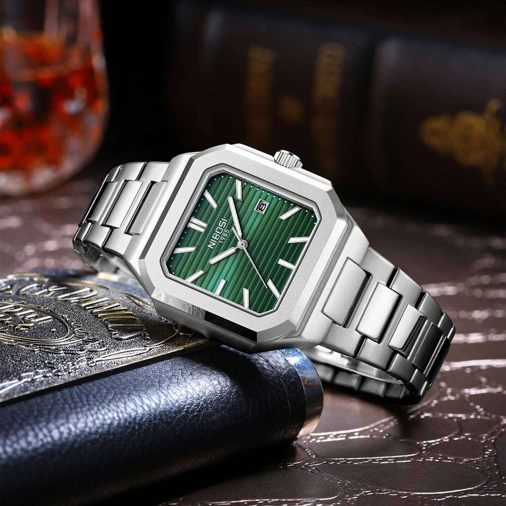 NIBOSI Luminous Square Man Waterproof Business Men Watch Stainless Steel Quartz Luxury Men's Watches Reloj Hombre