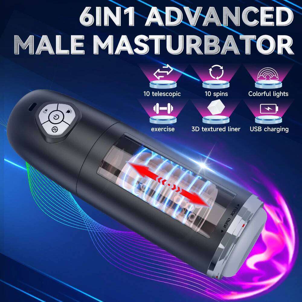 Automatic Male Masturbator Cup Hands Free Electric Penis Pump Visual with 10 Thrusting & Rotating Toys for Men Sex Machine Z260312