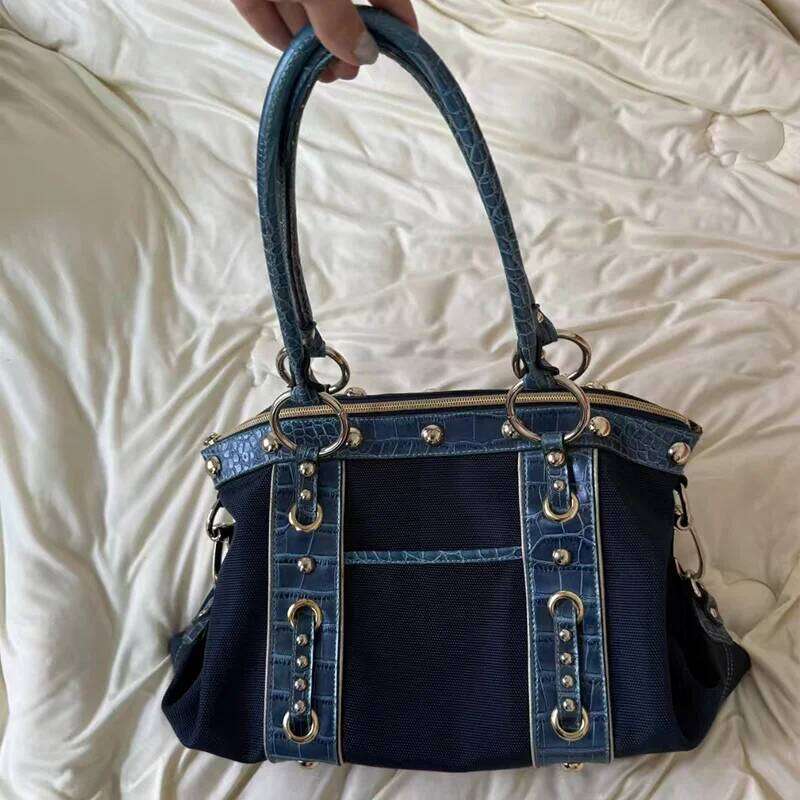 Hot Girl Retro Handbag Y K Harajuku Fashion Patchwork Shoulder High End Niche Women S Underarm Riveted Motorcycle Bag XIU LAI SI
