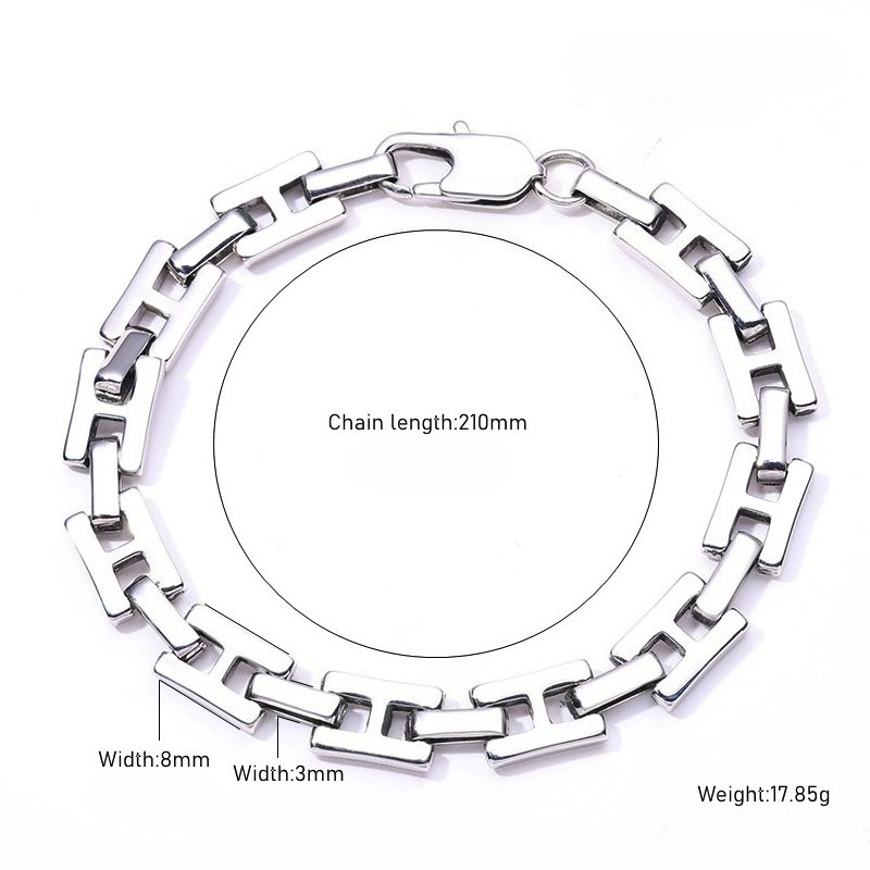 Smooth Silver Plated H Shaped Chain Bracelet Polished Fashionable Men s Daily Wear Gift High Quality Jewelry Bracelet