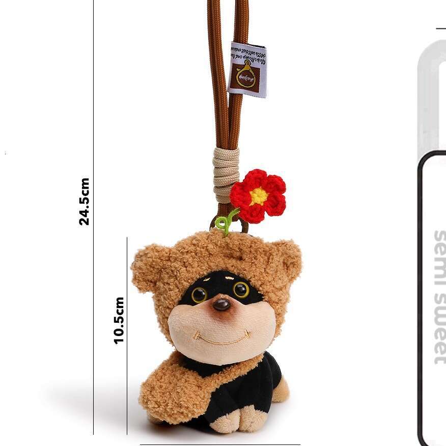 Bee puppy plush toy small pendant for girls, cute dog doll keychain, backpack decoration, original gift