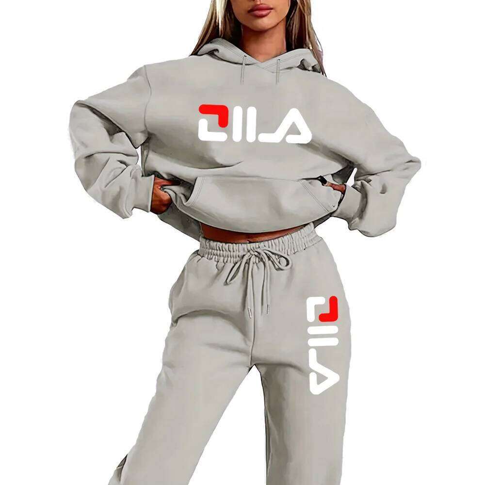 Women's Tracksuit Quality Two Piece Set for Women Fashion Jogging Sweatshirt Suit Drawstring Sports Daily Hooded C260312