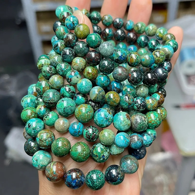 JD 3A Natural Azurite Bead Charm Bracelet Women Men Genuine Blue Malachite Energy Crystal Aura Healing Yoga Elastic Couple Gift 260302