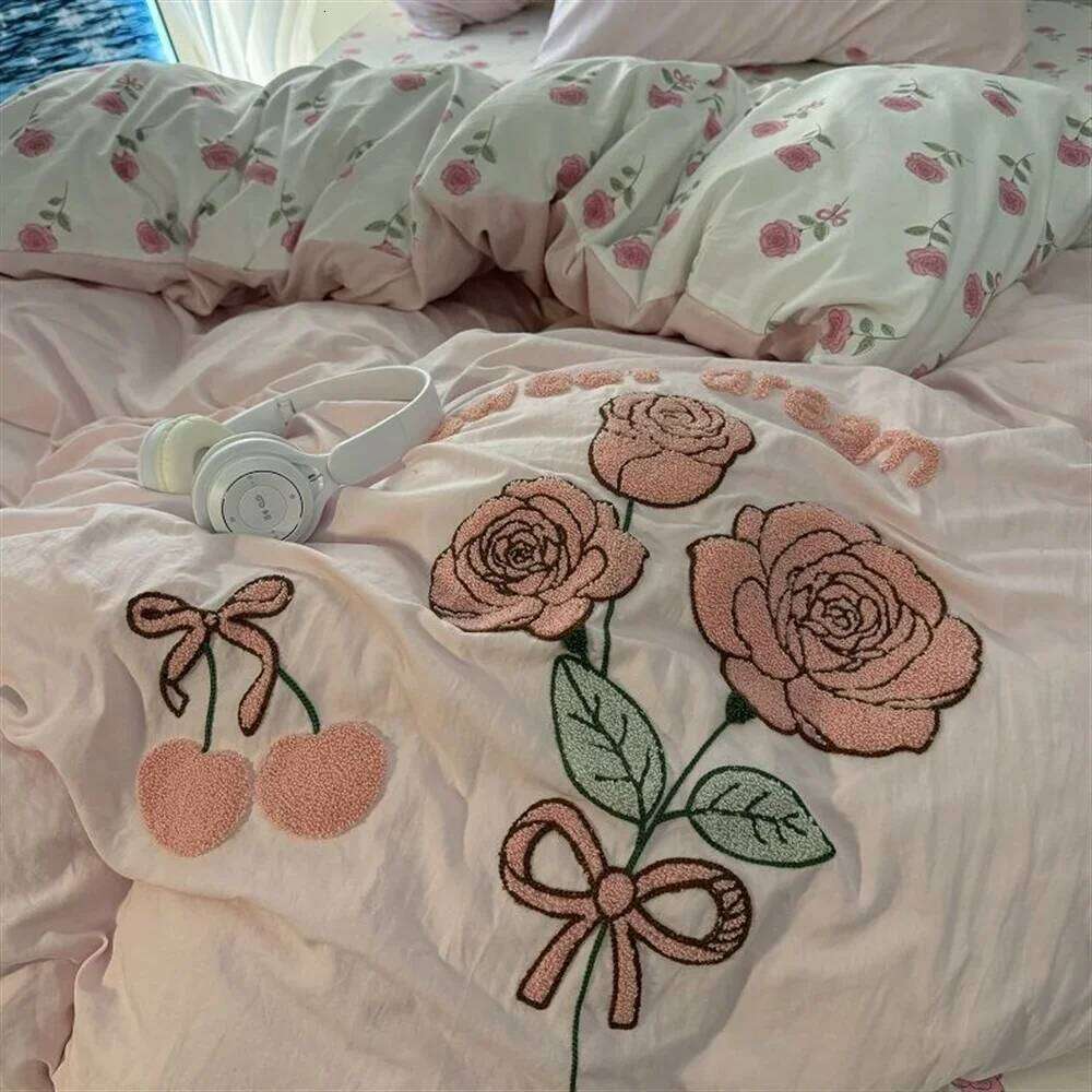 Y1 HomeCountryside Forest Duvet Cover Green Leaf Embroidered Quilt Four Piece Clearance Style Small Fresh Bed Set H260312