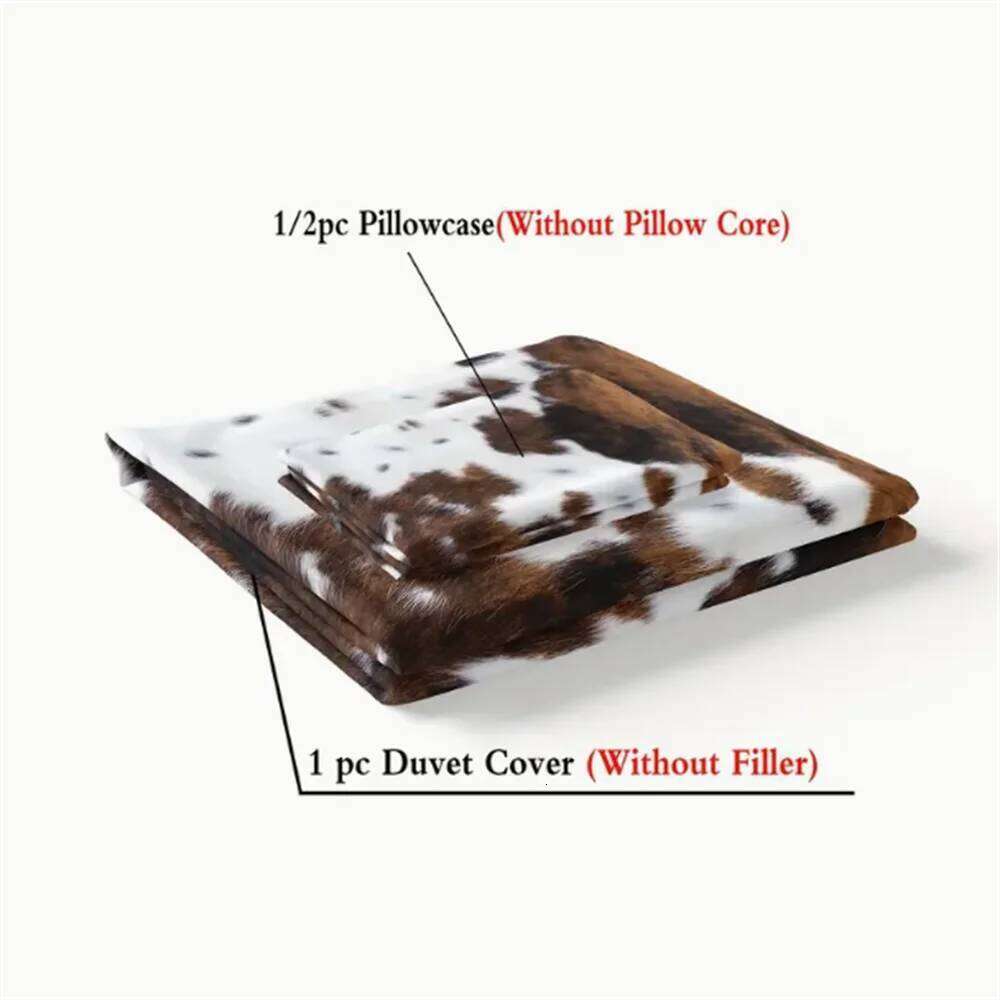 2/3pcs Ultra-Soft Cow Pattern Set - Plush Comfort for Bedroom Guest Room with 1 Duvet Cover and 1/2 Pillowcase H260312
