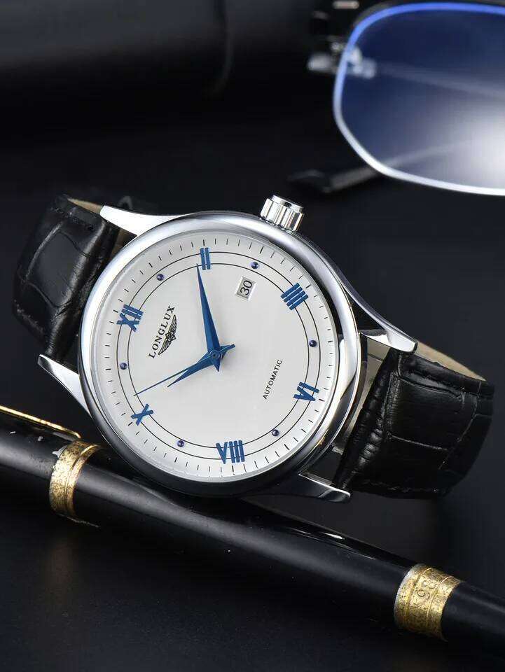 LONGLUX automatic wholesale mechanical watches simple versatile date waterproof fashion leather man watch men gift