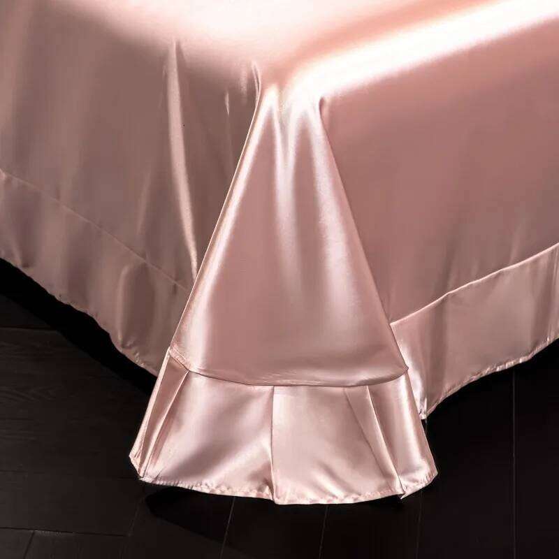 4pcs printed high-end silk bedding soft satin single double duvet cover pillowcase flat or fitted sheet set H260312