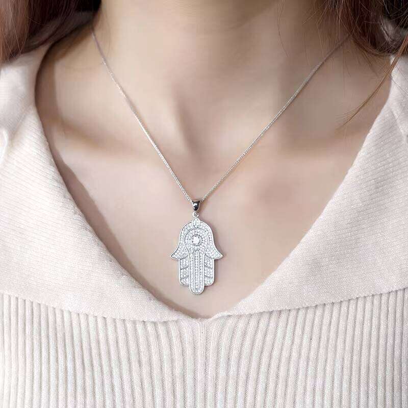 Messi Jewelry Ice Turkish Hamsa Fatima Moissanite Hip Hop Cuban Chain Pendant