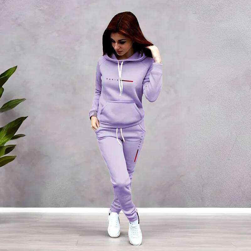 Printing Hooded Suit Quality Ladies Daily Jogging Sport Woman Two piece Set Autumn Winter Women Tracksuit Outfits Fashion Casual C260312