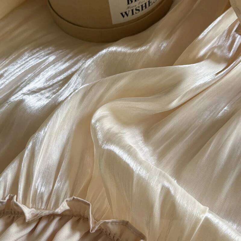 Vintage French Large Ruffles Black Bow Princess Bedding Duvet Cover Set Flat/Fitted Bed Sheet Pillowcases 4Pcs H260312