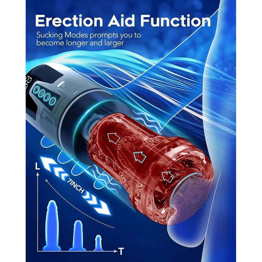 KUSHOR 4in1 Automatic Male Mastubator LCD Masturbation Cup with 7 Sucking& Thrusting& Rotating Modes Pocket Pussy Man Sex Toys Z260312