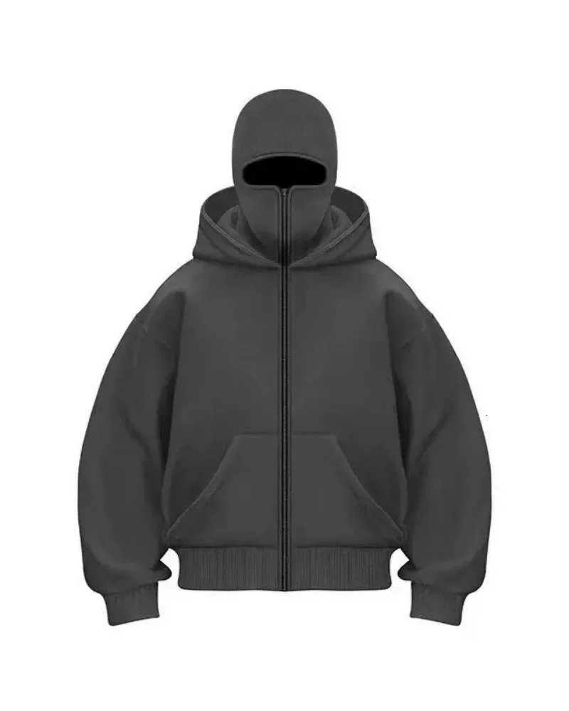 Mens Winter Windproof Double Hat Mask Zipper Hoodie Sports Jacket for Outdoor Activities Hiking Travel Running 260311