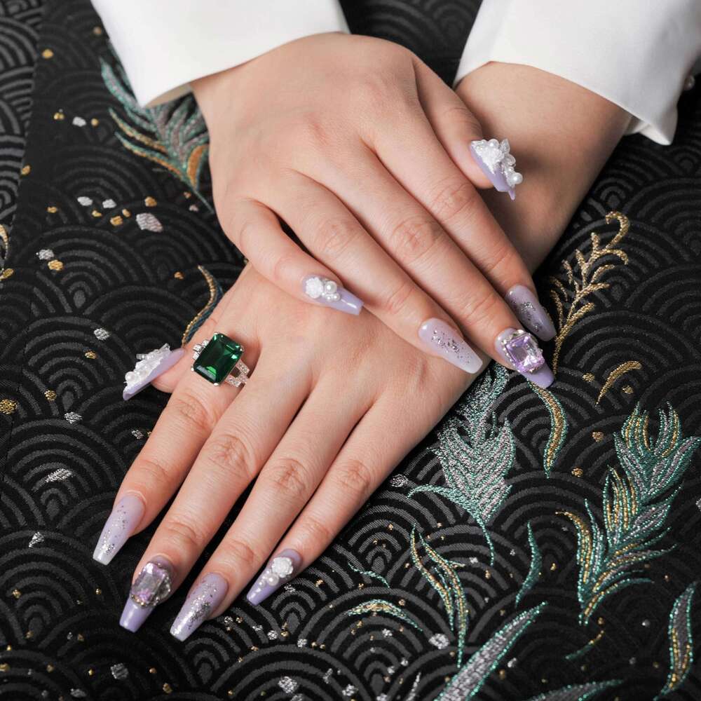 Potiy Total 6ct Green Simulated Nano Emerald 925 Sterling Silver Ring for elegant Women sets Daily Jewelry Gift exaggerate H260312