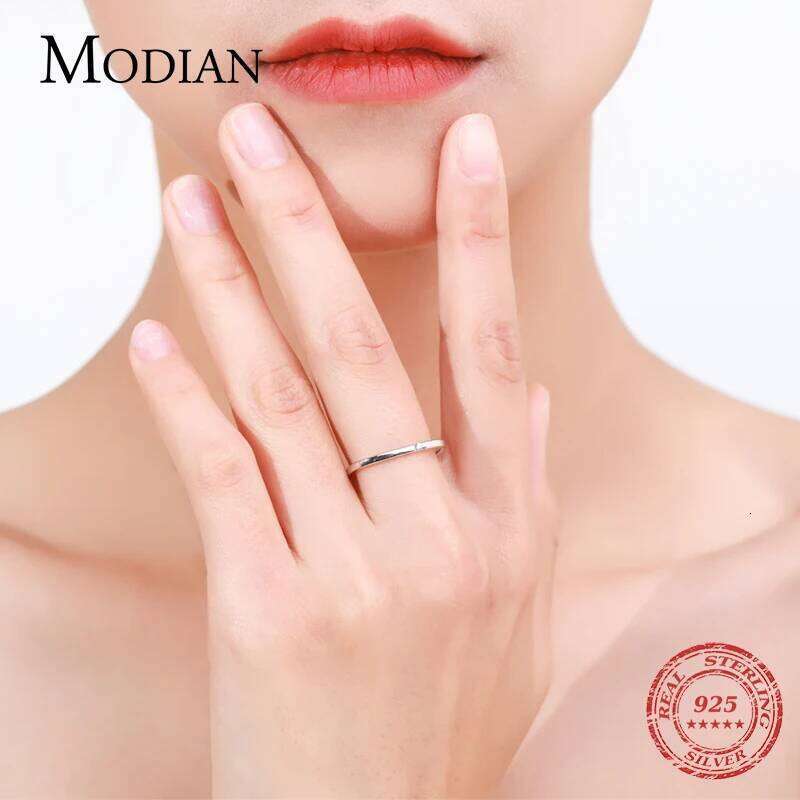 MODIAN 925 Sterling Silver Square Unique Band Fashion Design Finger Rings For Women Gold Color Wedding Statement Fine Jewelry H260312