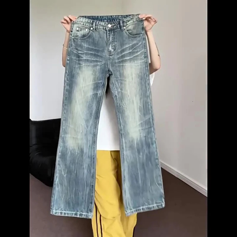 Hiphop Bootcut Jeans Mens Straight Wide-leg Pants High Street Lightning Ripple Jeans Four Seasons Classic High Quality Pants 260310
