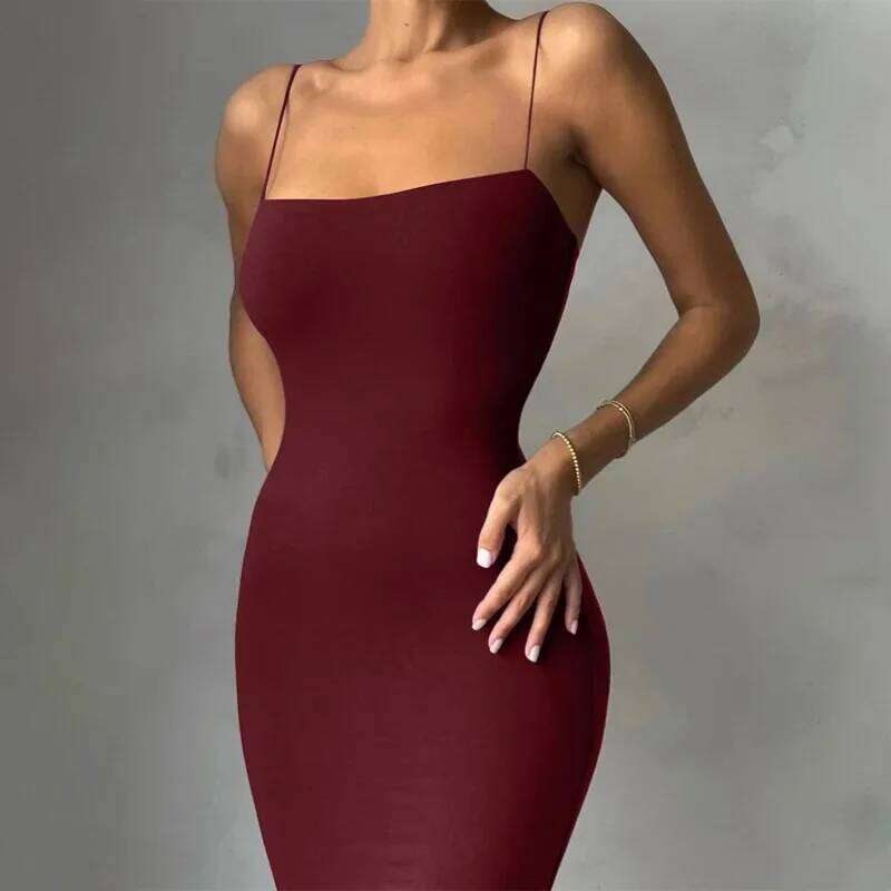 Summer White Sexy Dress Women Streetwear Sleeveless Backless Solid Spaghetti Strap Bodycon Casual Clubwear Elegant Party Dresses C260311