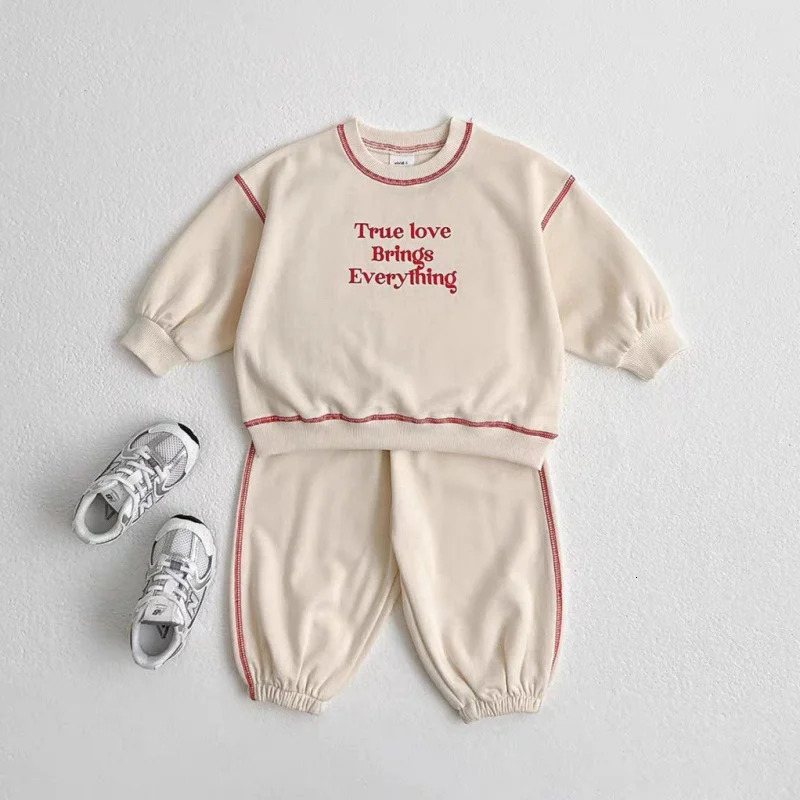 ChildrenS Spring Autumn Letter Printed Pattern Loose Casual Sweatshirt Jogger Pants Set 2Pcs Sport Wear For Boys And Girls 260311