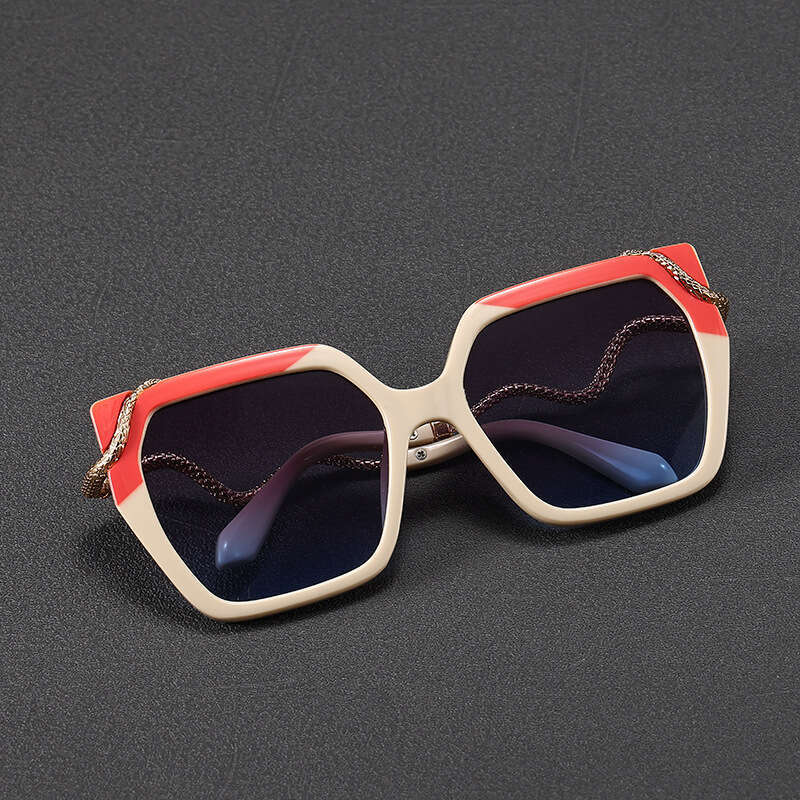 Designer Sunglasses for men women square frame sun glasses snake temple sunglasses Gradient blue lens color block plastic frame