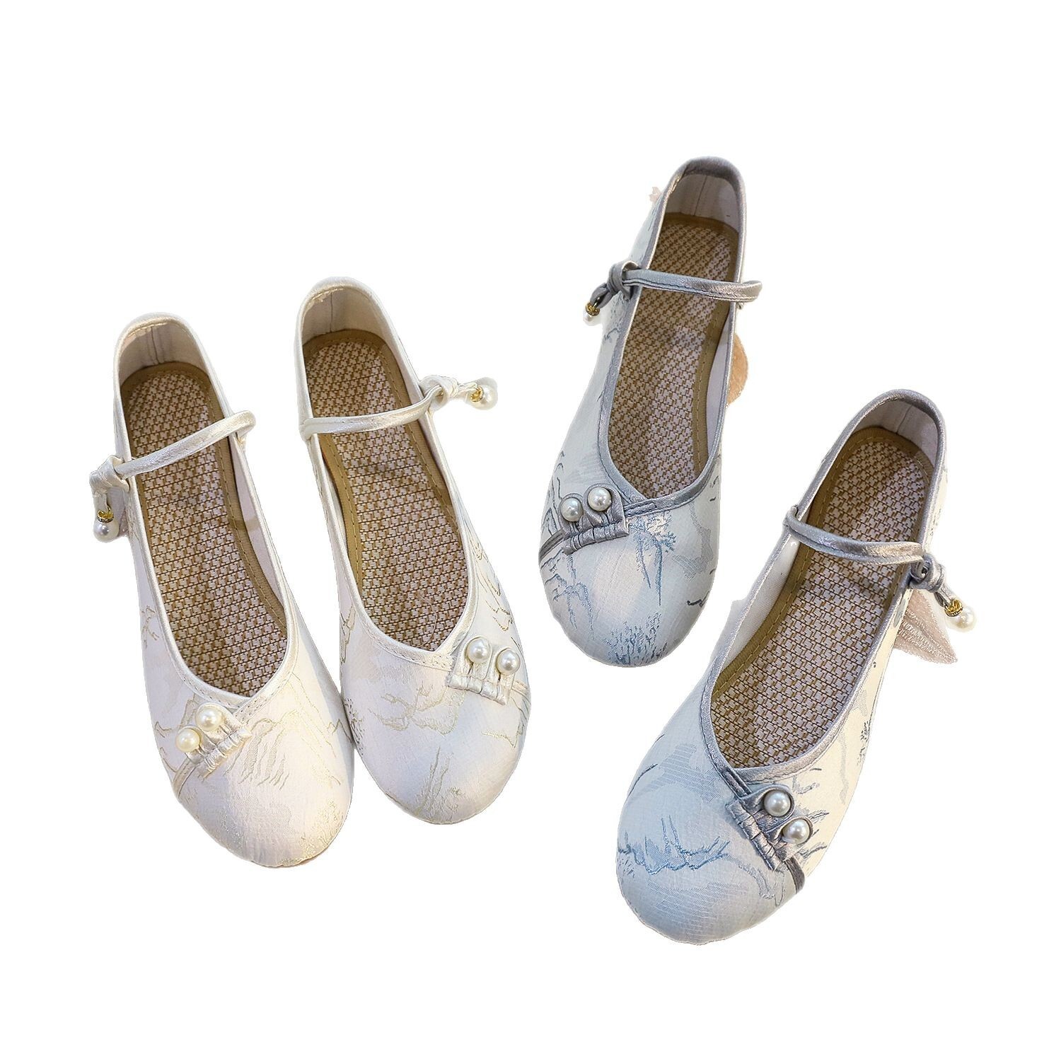 STAOXINDIKE 2025 New Low Heel Kitten Heel Fabric Blue Toe Casual Evening Narrow Budget Synonyms
